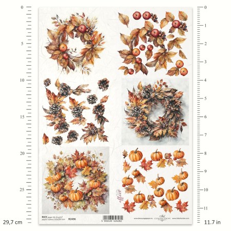 Ριζόχαρτο Decoupage A4 – Κολοκύθες & Στεφάνια Φθινοπώρου