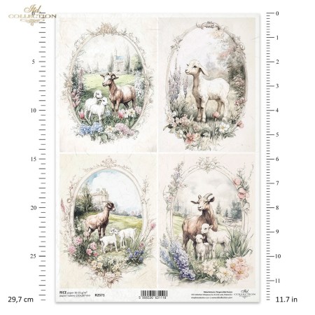 Ριζόχαρτο Decoupage – Κατσικάκια & Αρνάκια σε Ανοιξιάτικο Τοπίο