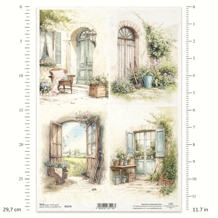 Ριζόχαρτο Decoupage A4 – Ρουστίκ Πόρτες και Παράθυρα σε Εξοχικό Στυλ
