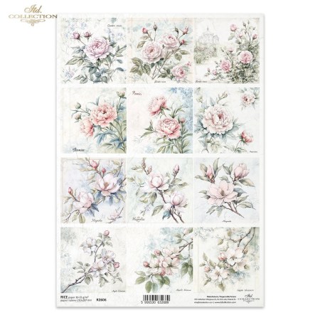 Ριζόχαρτο Decoupage – Λουλουδένιες Παραστάσεις με Τριαντάφυλλα & Μανόλιες