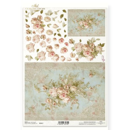 Ριζόχαρτο Decoupage – Vintage Τριαντάφυλλα & Δαντέλα
