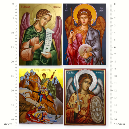 Ριζόχαρτο A3 – Αρχάγγελοι Μιχαήλ & Γαβριήλ, Άγιος Δημήτριος – Εικόνες Decoupage