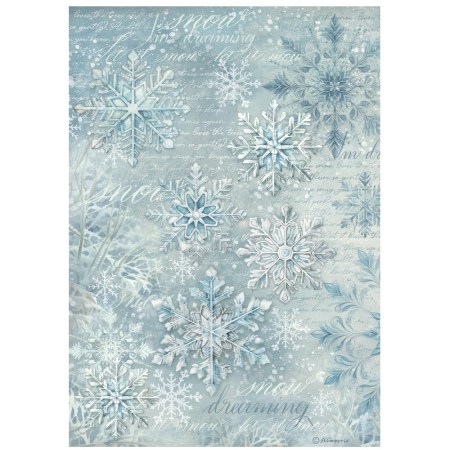 Ριζόχαρτο Stamperia The Owl's House Snowflakes για decoupage, scrapbooking, χριστουγεννιάτικες χειροτεχνίες.