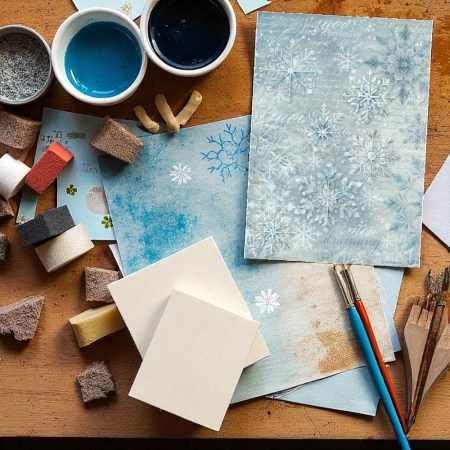 Ριζόχαρτο Stamperia The Owl's House Snowflakes για decoupage, scrapbooking, χριστουγεννιάτικες χειροτεχνίες.