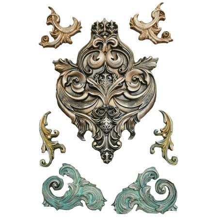 Λευκό καλούπι σιλικόνης Stamperia με περίτεχνα σχέδια friezes και γωνιών σε μέγεθος Α4