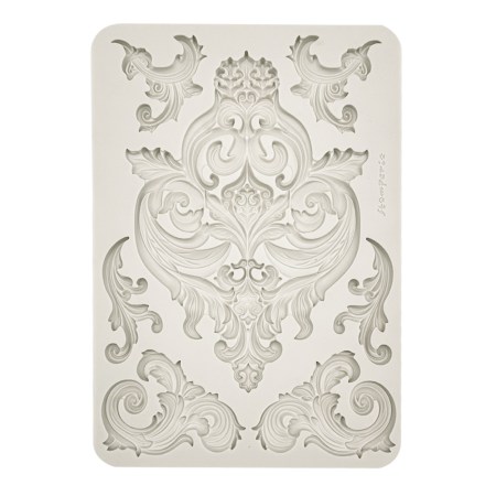 Λευκό καλούπι σιλικόνης Stamperia με περίτεχνα σχέδια friezes και γωνιών σε μέγεθος Α4