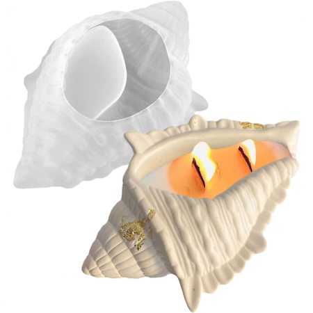 Λευκό καλούπι σιλικόνης σε σχήμα κοχυλιού με διαστάσεις 17.1 επί 12.1 εκατοστά, ιδανικό για χειροτεχνίες και ζαχαροπλαστική.