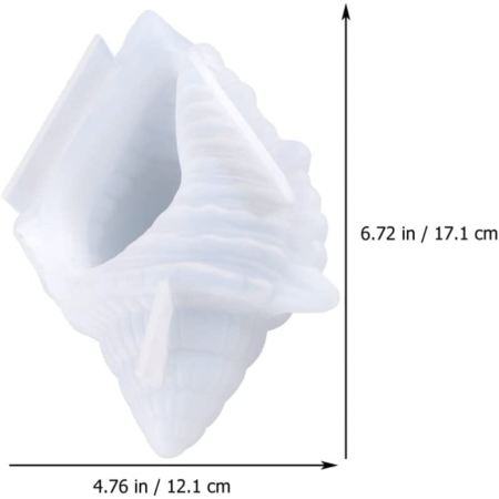 Λευκό καλούπι σιλικόνης σε σχήμα κοχυλιού με διαστάσεις 17.1 επί 12.1 εκατοστά, ιδανικό για χειροτεχνίες και ζαχαροπλαστική.