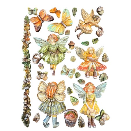 Καλούπι σιλικόνης A5 με σχέδια από νεράιδες, πεταλούδες και φύλλα για χειροτεχνίες.