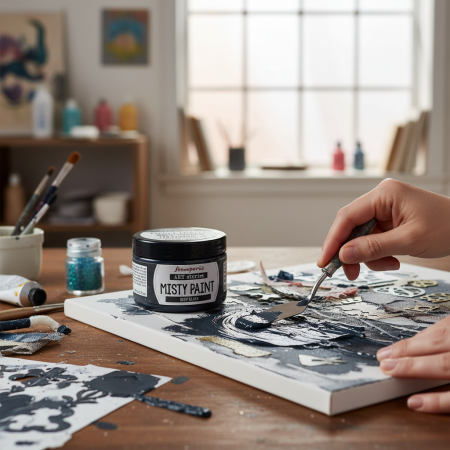 Stamperia ART stories Misty Paint Deep Black 150ml βάζο