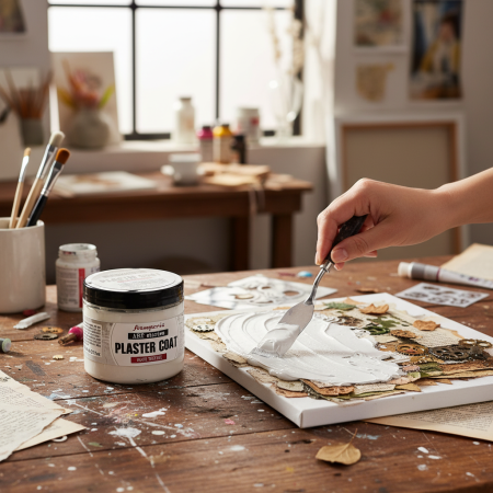 Βαζάκι Stamperia Art Stories Plaster Coat White Texture 200ml με λευκή πάστα υφής.