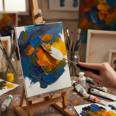 Μεταλλική σπάτουλα Stamperia Art Stories με μαύρη λαβή