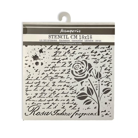 Mix Media Thick Stencil Rose Perfume Rose Manuscript 18x18cm - Stamperia
