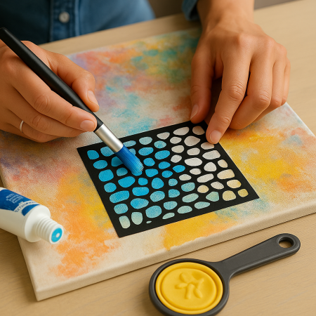 Mix Media Stencil Silent Sea Stones Patern 12x12cm - Stamperia