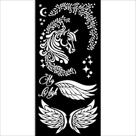 Mix Media Stencil Wonderland unicorn 25x12cm - Stamperia