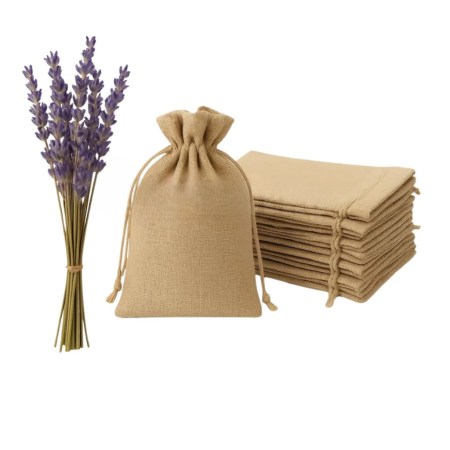 Πουγκί από λινάτσα 17x12.5cm για ρουστίκ συσκευασία δώρων και μπομπονιέρες.