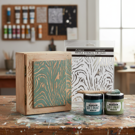 Στένσιλ Stamperia 12x12cm με αφηρημένο μοτίβο ξύλου Hidden Grove