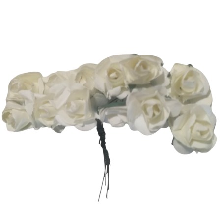 Χάρτινα τριανταφυλλάκια εκρού 15mm σετ 12 τεμαχίων για scrapbooking, μπομπονιέρες και DIY χειροτεχνίες.