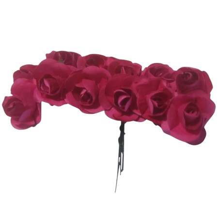 Χάρτινα τριανταφυλλάκια Φούξια 15mm σετ 12 τεμαχίων για scrapbooking, μπομπονιέρες και DIY χειροτεχνίες.