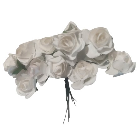 Χάρτινα τριανταφυλλάκια λευκά 15mm σετ 12 τεμαχίων για scrapbooking, μπομπονιέρες και DIY χειροτεχνίες.