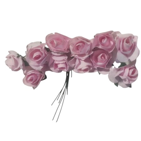 Χάρτινα τριανταφυλλάκια Ροζ 15mm σετ 12 τεμαχίων για scrapbooking, μπομπονιέρες και DIY χειροτεχνίες.