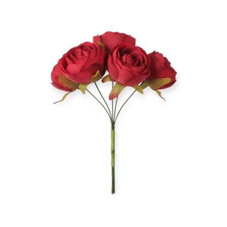 Σετ 6 mini τριανταφυλλάκια σε χρώμα κόκκινο 3cm για vintage διακόσμηση και DIY χειροτεχνίες.