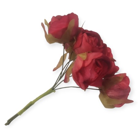 Σετ 6 mini τριανταφυλλάκια σε χρώμα κόκκινο 3cm για vintage διακόσμηση και DIY χειροτεχνίες.