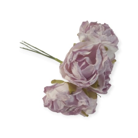 Σετ 6 mini τριανταφυλλάκια σε χρώμα λιλά 3cm για vintage διακόσμηση και DIY χειροτεχνίες.