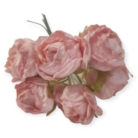 Σετ 6 mini τριανταφυλλάκια σε χρώμα Σάπιο μήλο Σκούρο 3cm για vintage διακόσμηση και DIY χειροτεχνίες.