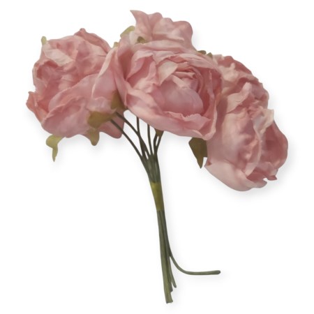 Σετ 6 mini τριανταφυλλάκια σε χρώμα Σάπιο μήλο Σκούρο 3cm για vintage διακόσμηση και DIY χειροτεχνίες.