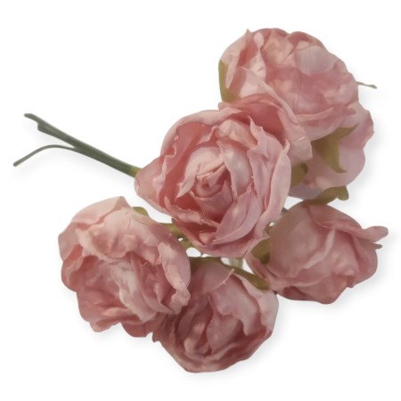 Σετ 6 mini τριανταφυλλάκια σε χρώμα Σάπιο μήλο Σκούρο 3cm για vintage διακόσμηση και DIY χειροτεχνίες.