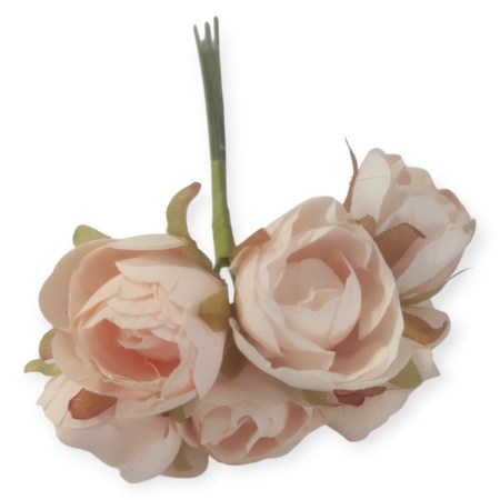 Σετ 6 mini τριανταφυλλάκια σε χρώμα σομόν 3cm για vintage διακόσμηση και DIY χειροτεχνίες.