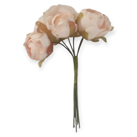 Σετ 6 mini τριανταφυλλάκια σε χρώμα σομόν 3cm για vintage διακόσμηση και DIY χειροτεχνίες.