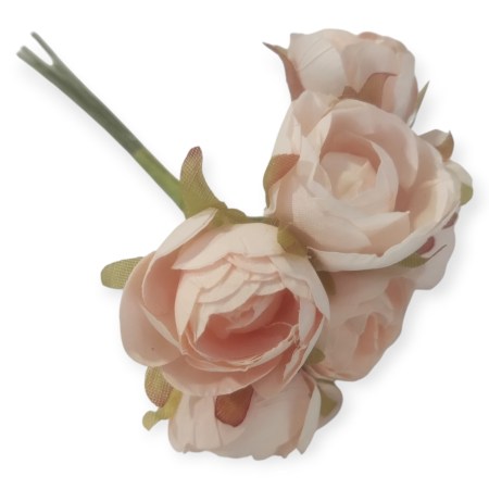 Σετ 6 mini τριανταφυλλάκια σε χρώμα σομόν 3cm για vintage διακόσμηση και DIY χειροτεχνίες.