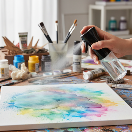 Βαποριζατέρ Misty Spray Stamperia 200ml, μαύρο καπάκι με διάφανο δοχείο για ψεκασμό υγρών.