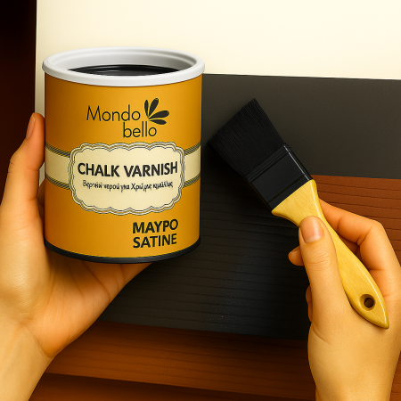 Βερνίκι Νερού Μαύρο Satine 375ml για Χρώμα Κιμωλίας 