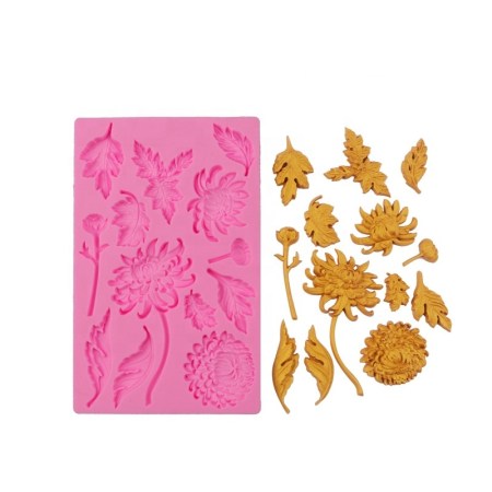 Καλούπι σιλικόνης Χρυσάνθεμα Φύλλα 200x125mm