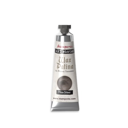 Σωληνάριο δακτυλοπατίνας Wax Patina Titan Silver 40ml της Stamperia