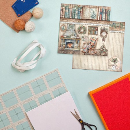 Χαρτί scrapbooking διπλής όψεως Stamperia The Owl's House Fireplace 30.5x30.5cm για decoupage, scrapbooking, mixed media.