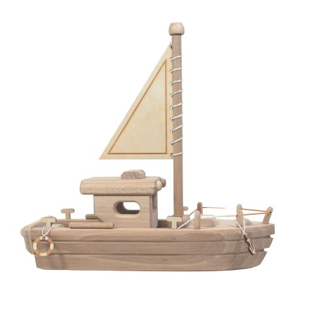 Ξύλινο διακοσμητικό καράβι-βάρκα 25x25x7cm για θαλασσινές συνθέσεις, decoupage και DIY χειροτεχνίες.