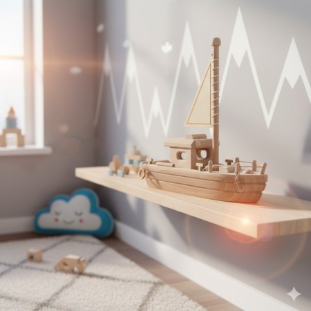 Ξύλινο διακοσμητικό καράβι-βάρκα 25x25x7cm για θαλασσινές συνθέσεις, decoupage και DIY χειροτεχνίες.