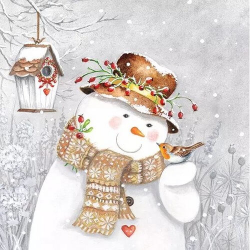 Χαρτοπετσέτα Χριστουγεννιάτικη Snowman Holding Robin - 1 τεμ.