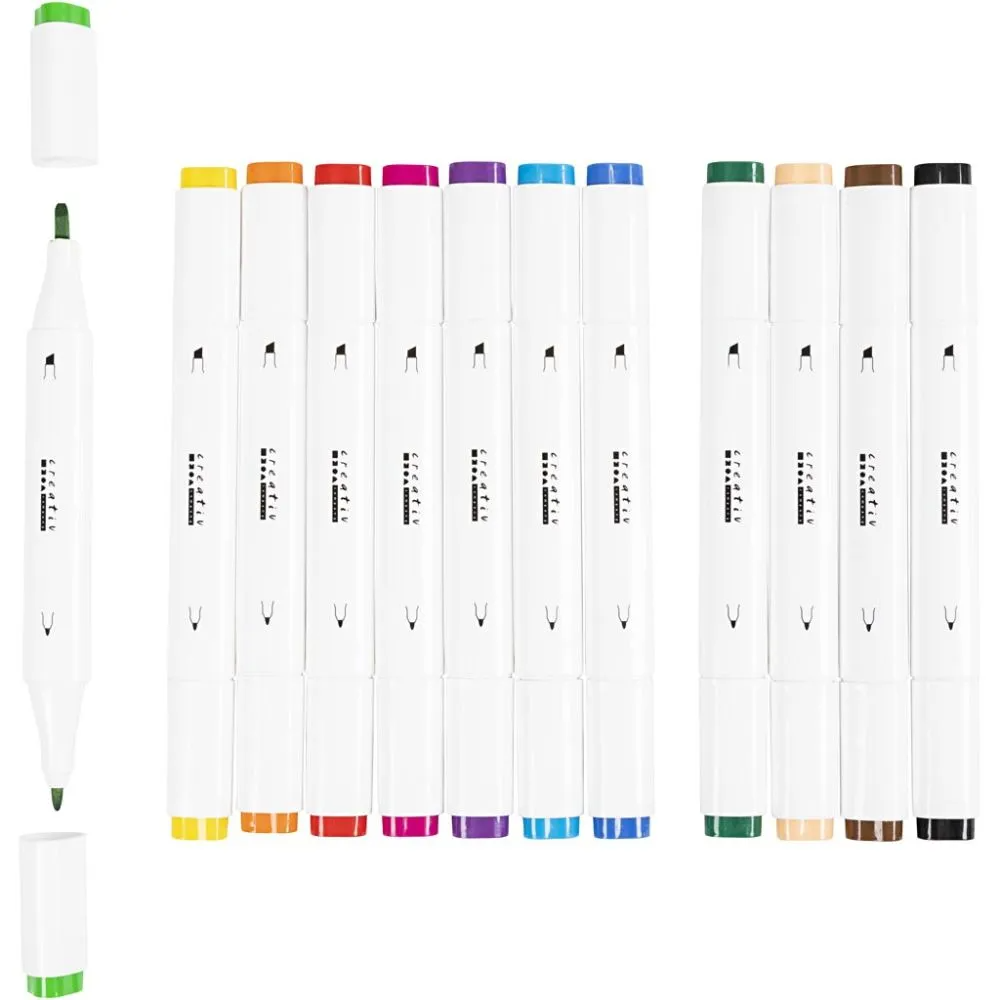 Μαρκαδόροι για ζωγραφική Illustration markers 1mm + 8mm 12 τεμάχια