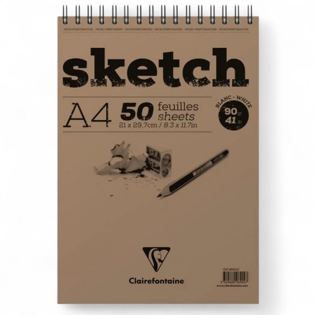 Clairefontaine Μπλοκ Σχεδίου Sketch Σπιράλ 50 φύλλων A4 (21x29,7cm) 90gr