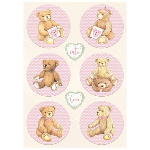Ριζόχαρτο Daydream rounds bear pink A4 Stamperia