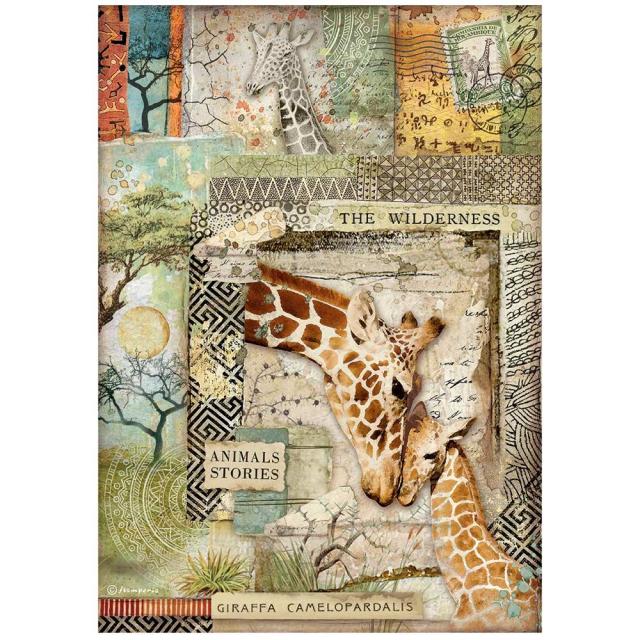 Ριζόχαρτο Savana Giraffe A4 Stamperia