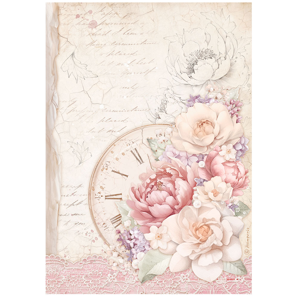Ριζόχαρτο Romance Forever Clock A4 Stamperia