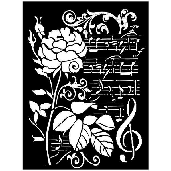 Mix Media Stencils Rose and Music Τριαντάφυλλο και Νότες 20x25cm (0.2mm Thickness) Stamperia