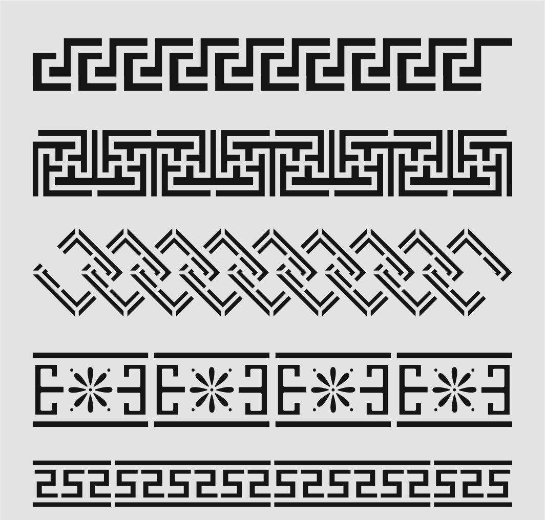 Stencil σχέδια και Μαίανδρος 25x25cm