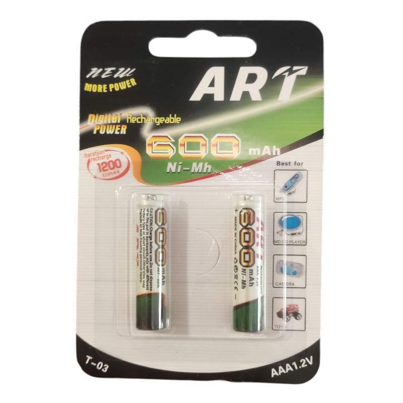 Επαναφορτιζόμενες μπαταρίες ART τύπου AAA 1.2V Ni-MH
